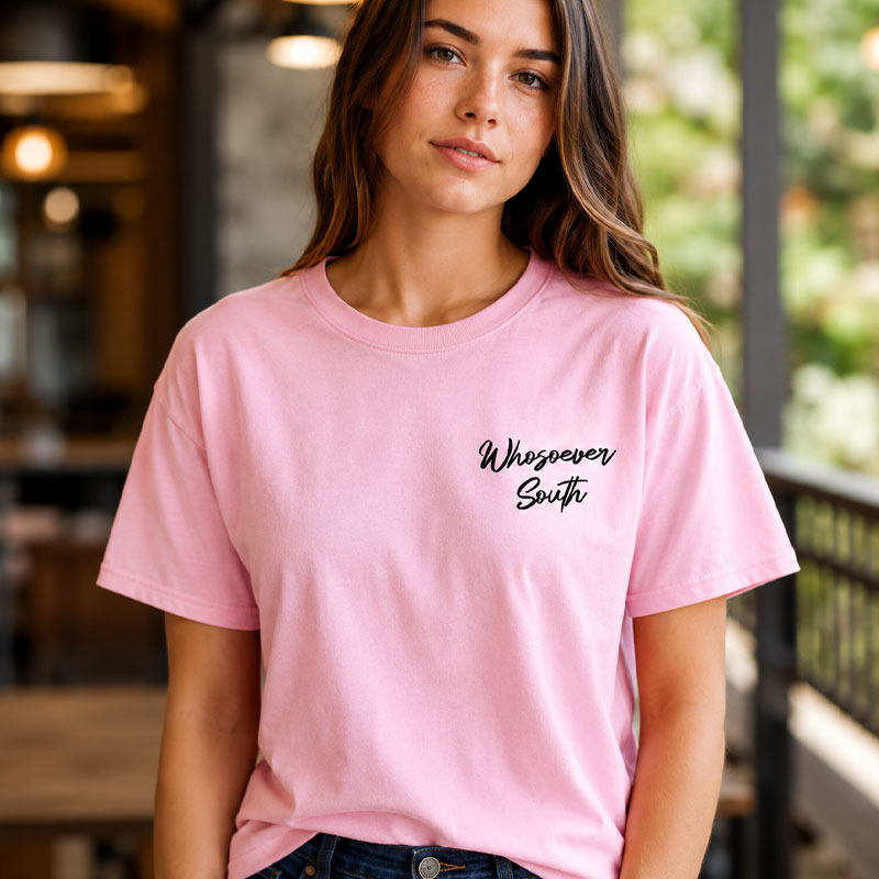 womens pink whosoever south shirt