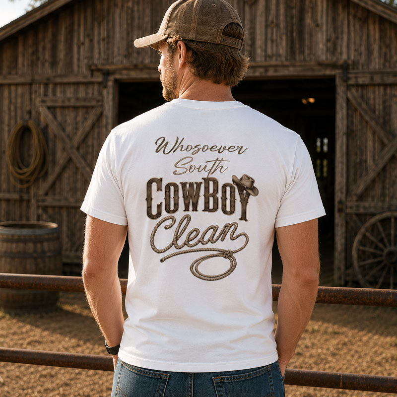 cowboy clean shirt back white